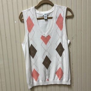IZOD Cotton Sweater Vest  SZ L  Argyle pattern Academia Spring/Summer